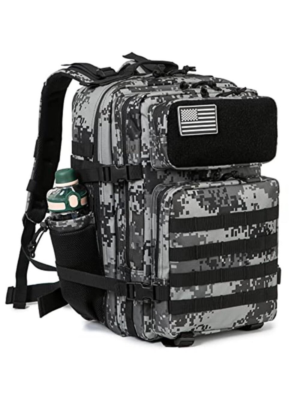45L Military Tactical Backpack Molle Hiking Bug Out Bag Rucksack Black Camo